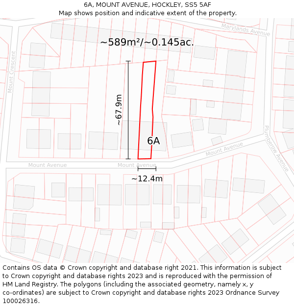 6A, MOUNT AVENUE, HOCKLEY, SS5 5AF: Plot and title map