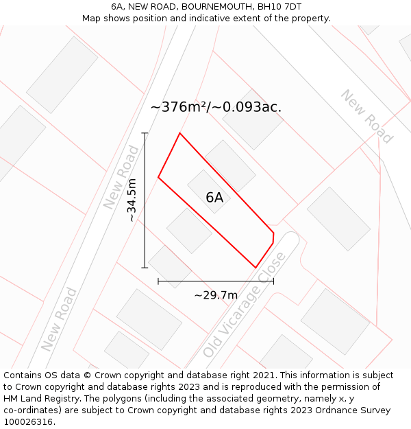 6A, NEW ROAD, BOURNEMOUTH, BH10 7DT: Plot and title map