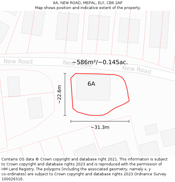 6A, NEW ROAD, MEPAL, ELY, CB6 2AP: Plot and title map