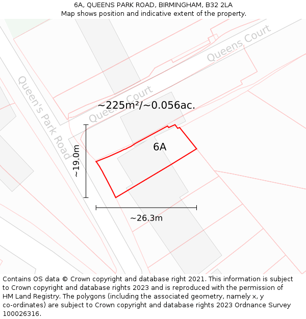 6A, QUEENS PARK ROAD, BIRMINGHAM, B32 2LA: Plot and title map