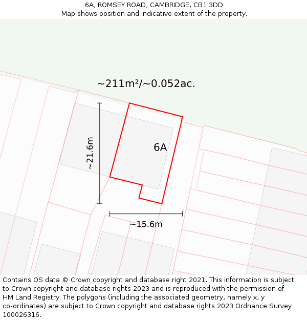 6A, ROMSEY ROAD, CAMBRIDGE, CB1 3DD: Plot and title map