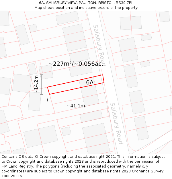 6A, SALISBURY VIEW, PAULTON, BRISTOL, BS39 7RL: Plot and title map