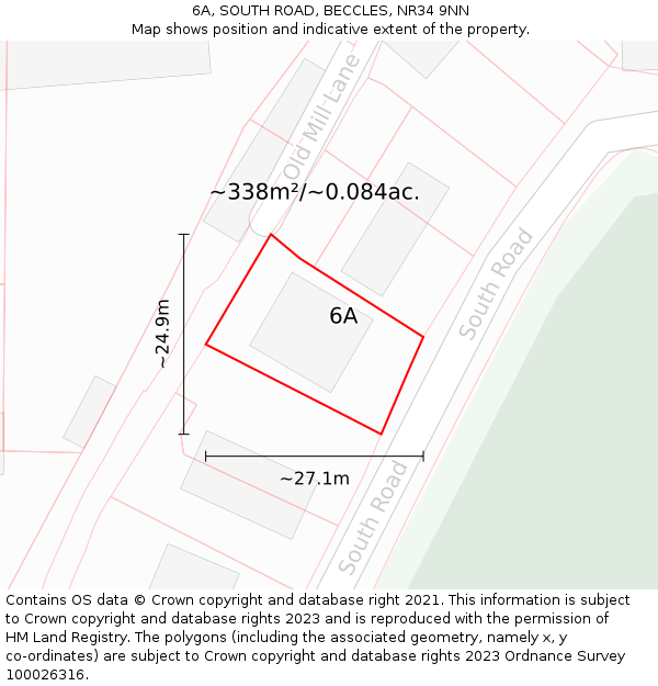 6A, SOUTH ROAD, BECCLES, NR34 9NN: Plot and title map