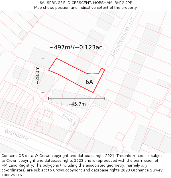 6A, SPRINGFIELD CRESCENT, HORSHAM, RH12 2PP: Plot and title map