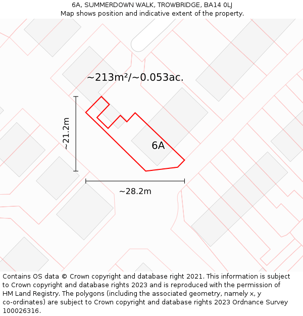 6A, SUMMERDOWN WALK, TROWBRIDGE, BA14 0LJ: Plot and title map