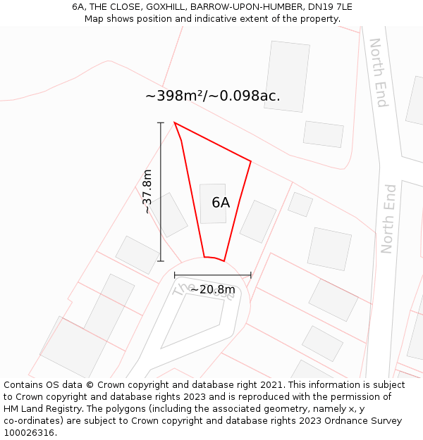 6A, THE CLOSE, GOXHILL, BARROW-UPON-HUMBER, DN19 7LE: Plot and title map