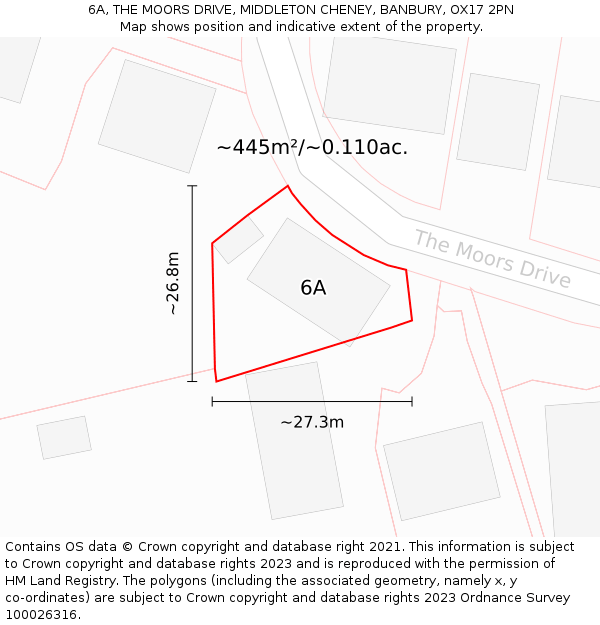 6A, THE MOORS DRIVE, MIDDLETON CHENEY, BANBURY, OX17 2PN: Plot and title map