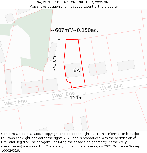 6A, WEST END, BAINTON, DRIFFIELD, YO25 9NR: Plot and title map
