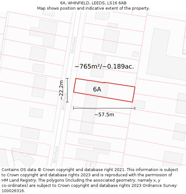 6A, WHINFIELD, LEEDS, LS16 6AB: Plot and title map