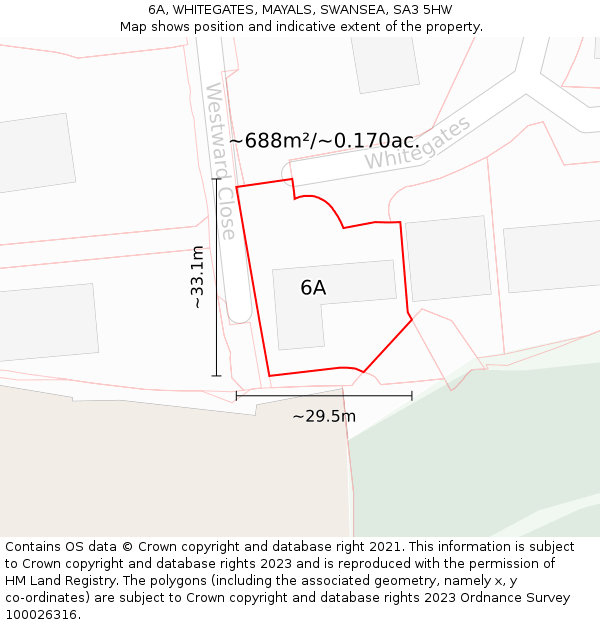 6A, WHITEGATES, MAYALS, SWANSEA, SA3 5HW: Plot and title map