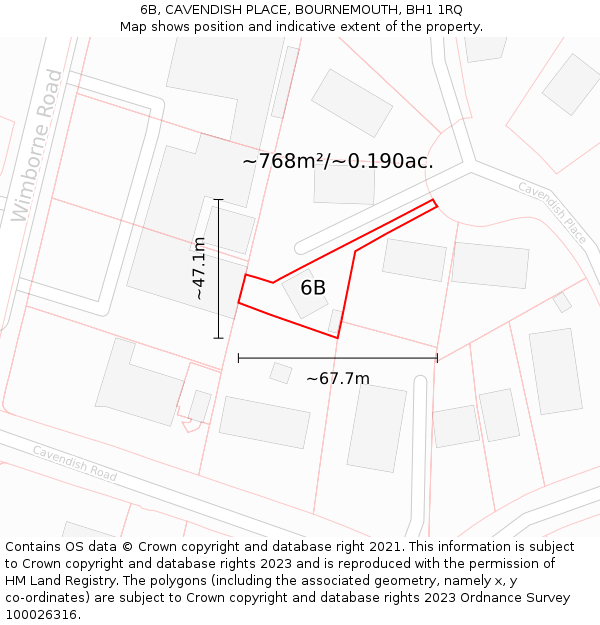 6B, CAVENDISH PLACE, BOURNEMOUTH, BH1 1RQ: Plot and title map