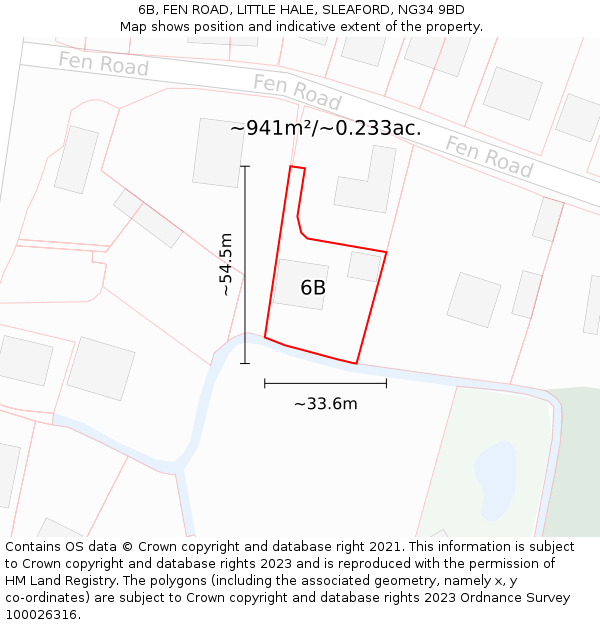 6B, FEN ROAD, LITTLE HALE, SLEAFORD, NG34 9BD: Plot and title map