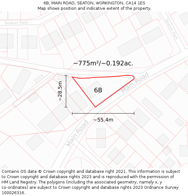 6B, MAIN ROAD, SEATON, WORKINGTON, CA14 1ES: Plot and title map