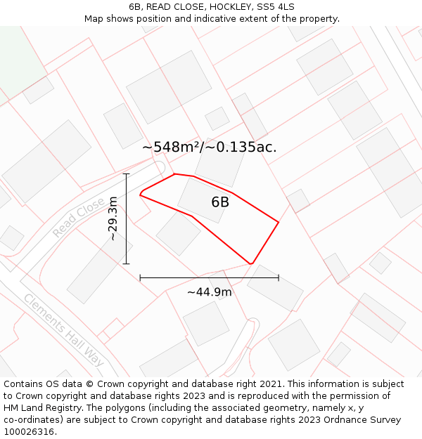 6B, READ CLOSE, HOCKLEY, SS5 4LS: Plot and title map