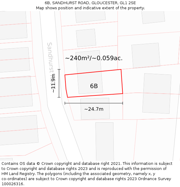 6B, SANDHURST ROAD, GLOUCESTER, GL1 2SE: Plot and title map