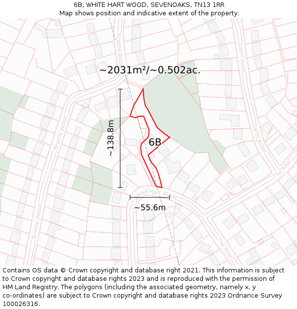 6B, WHITE HART WOOD, SEVENOAKS, TN13 1RR: Plot and title map