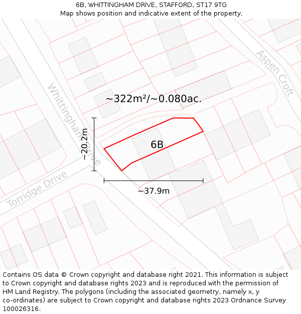 6B, WHITTINGHAM DRIVE, STAFFORD, ST17 9TG: Plot and title map