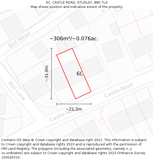 6C, CASTLE ROAD, STUDLEY, B80 7LS: Plot and title map