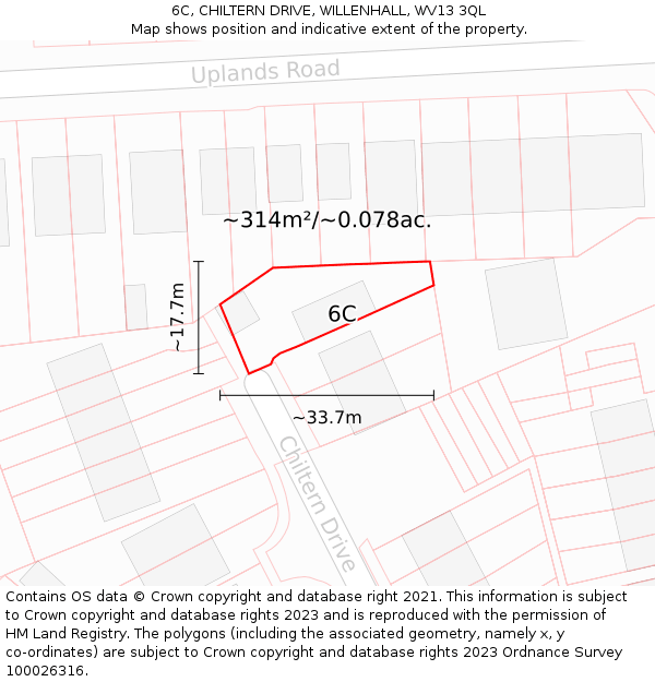 6C, CHILTERN DRIVE, WILLENHALL, WV13 3QL: Plot and title map