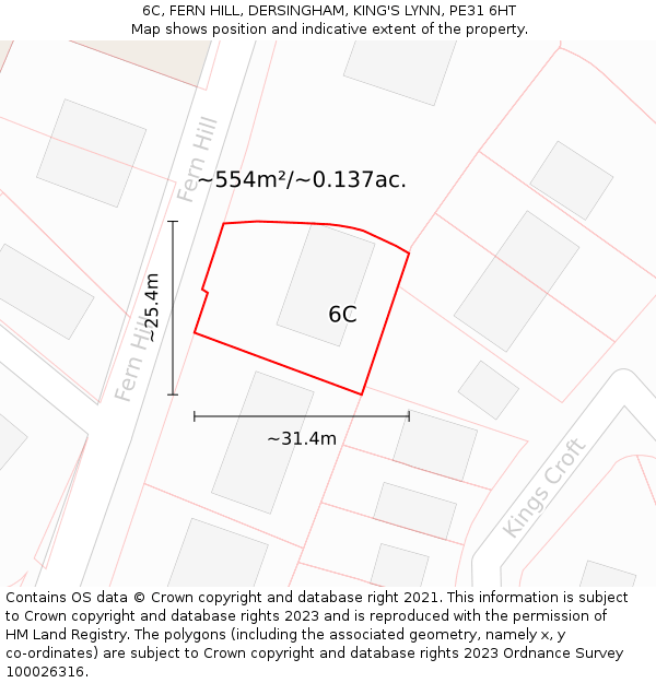 6C, FERN HILL, DERSINGHAM, KING'S LYNN, PE31 6HT: Plot and title map