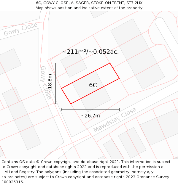 6C, GOWY CLOSE, ALSAGER, STOKE-ON-TRENT, ST7 2HX: Plot and title map