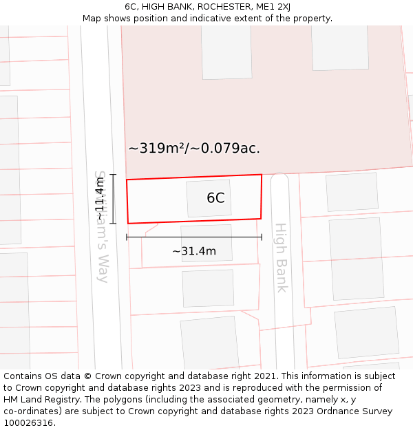 6C, HIGH BANK, ROCHESTER, ME1 2XJ: Plot and title map