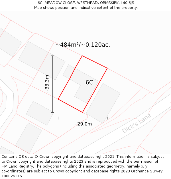 6C, MEADOW CLOSE, WESTHEAD, ORMSKIRK, L40 6JS: Plot and title map