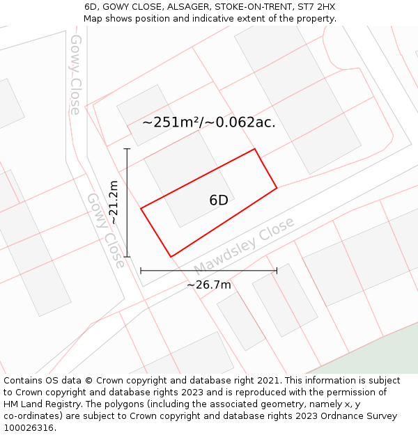 6D, GOWY CLOSE, ALSAGER, STOKE-ON-TRENT, ST7 2HX: Plot and title map