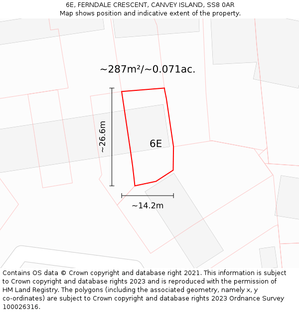 6E, FERNDALE CRESCENT, CANVEY ISLAND, SS8 0AR: Plot and title map