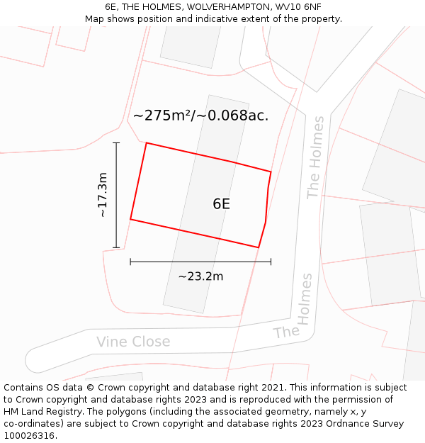 6E, THE HOLMES, WOLVERHAMPTON, WV10 6NF: Plot and title map