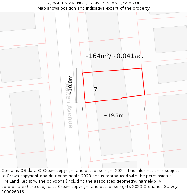 7, AALTEN AVENUE, CANVEY ISLAND, SS8 7QP: Plot and title map