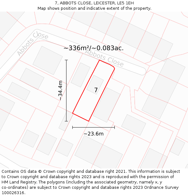 7, ABBOTS CLOSE, LEICESTER, LE5 1EH: Plot and title map