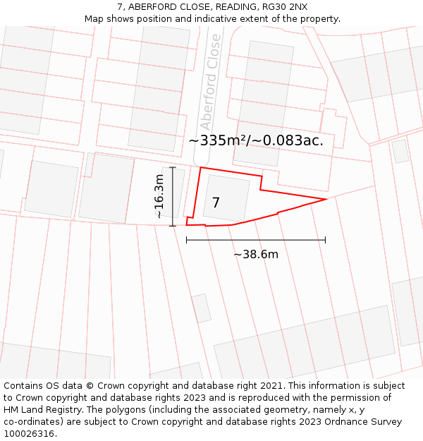 7, ABERFORD CLOSE, READING, RG30 2NX: Plot and title map