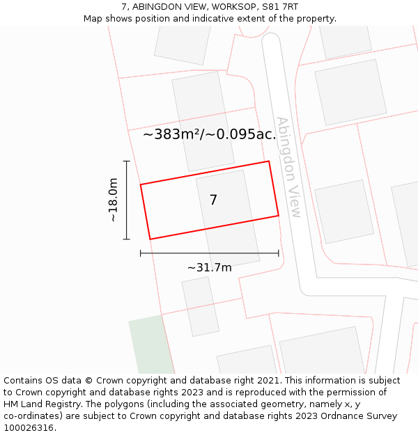 7, ABINGDON VIEW, WORKSOP, S81 7RT: Plot and title map