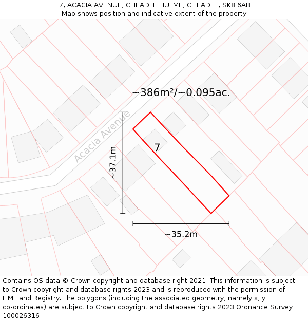 7, ACACIA AVENUE, CHEADLE HULME, CHEADLE, SK8 6AB: Plot and title map