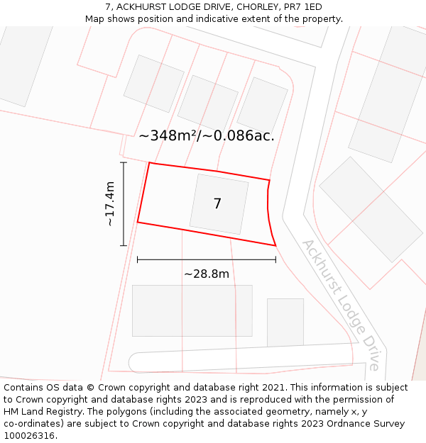 7, ACKHURST LODGE DRIVE, CHORLEY, PR7 1ED: Plot and title map