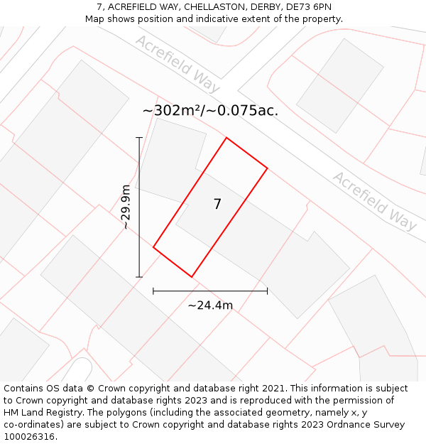 7, ACREFIELD WAY, CHELLASTON, DERBY, DE73 6PN: Plot and title map