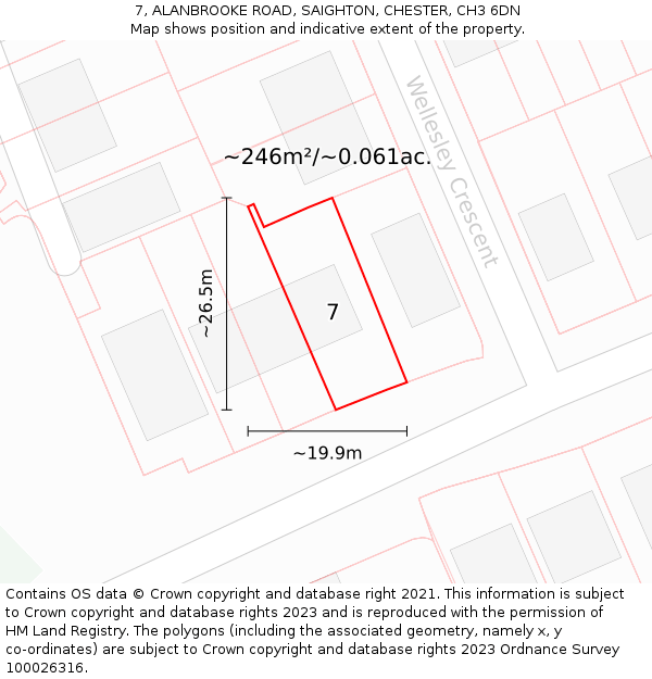 7, ALANBROOKE ROAD, SAIGHTON, CHESTER, CH3 6DN: Plot and title map