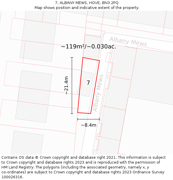 7, ALBANY MEWS, HOVE, BN3 2PQ: Plot and title map