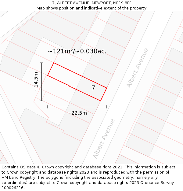 7, ALBERT AVENUE, NEWPORT, NP19 8FF: Plot and title map