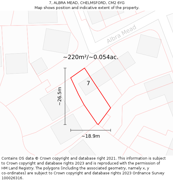 7, ALBRA MEAD, CHELMSFORD, CM2 6YG: Plot and title map