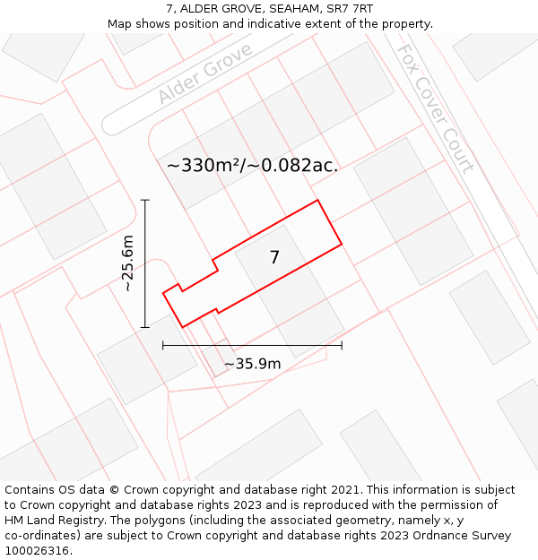 7, ALDER GROVE, SEAHAM, SR7 7RT: Plot and title map