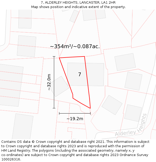 7, ALDERLEY HEIGHTS, LANCASTER, LA1 2HR: Plot and title map