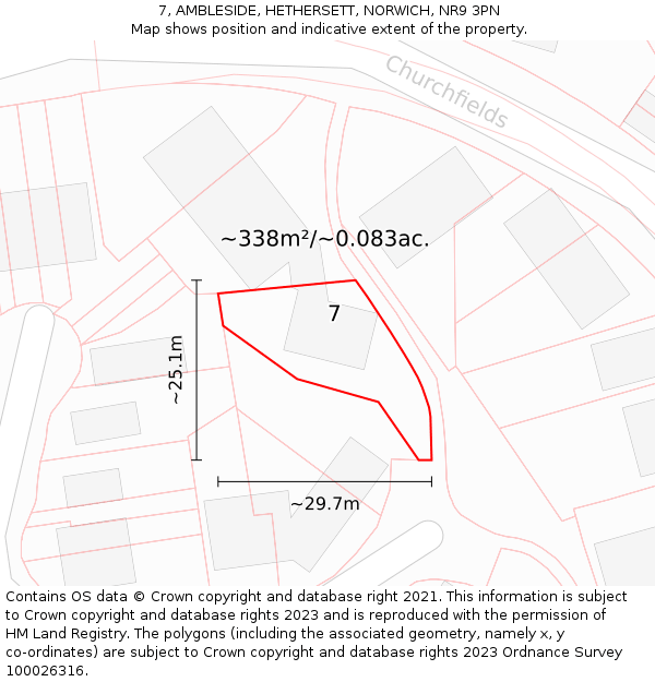 7, AMBLESIDE, HETHERSETT, NORWICH, NR9 3PN: Plot and title map