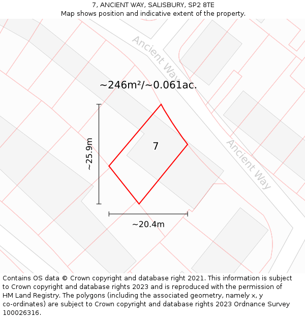7, ANCIENT WAY, SALISBURY, SP2 8TE: Plot and title map