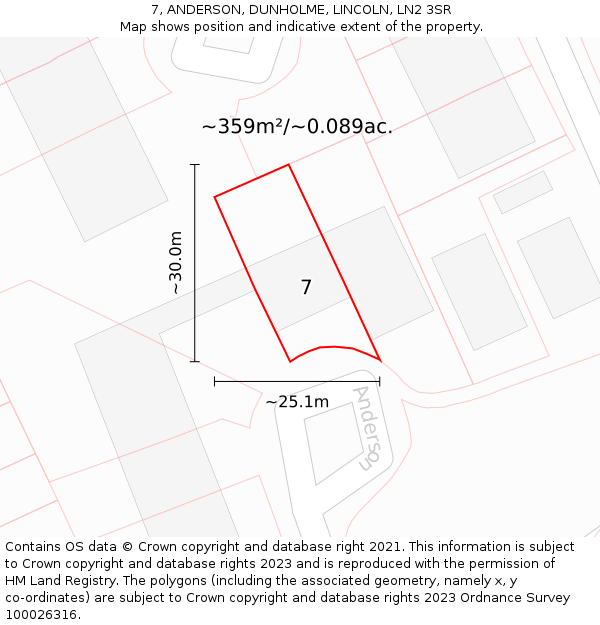 7, ANDERSON, DUNHOLME, LINCOLN, LN2 3SR: Plot and title map