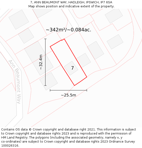 7, ANN BEAUMONT WAY, HADLEIGH, IPSWICH, IP7 6SA: Plot and title map