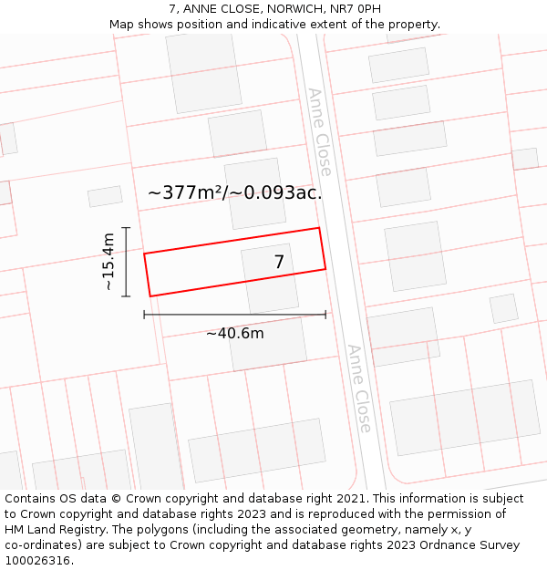 7, ANNE CLOSE, NORWICH, NR7 0PH: Plot and title map