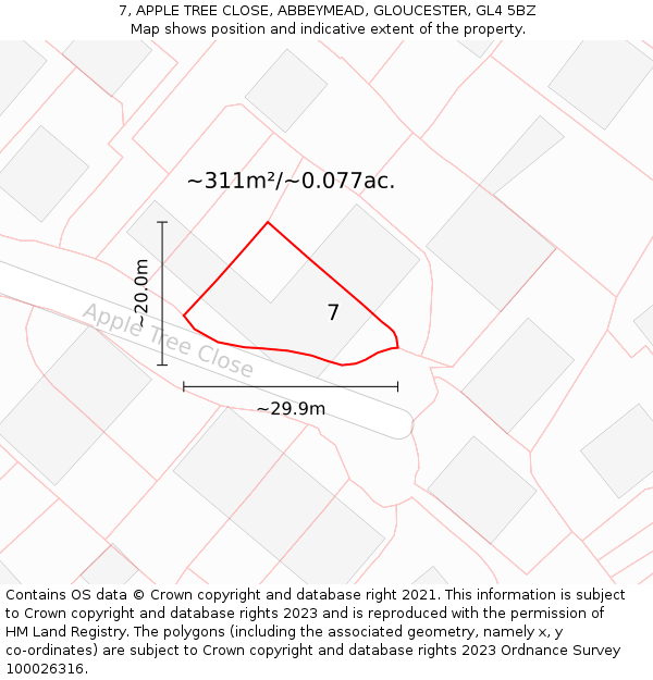 7, APPLE TREE CLOSE, ABBEYMEAD, GLOUCESTER, GL4 5BZ: Plot and title map