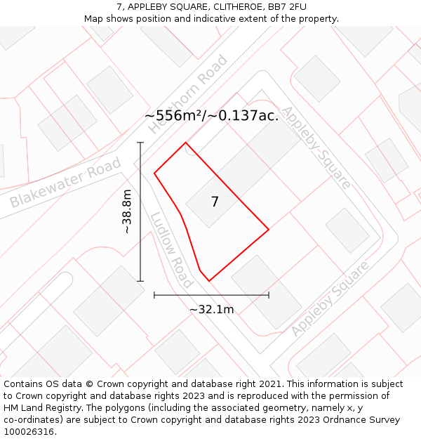 7, APPLEBY SQUARE, CLITHEROE, BB7 2FU: Plot and title map